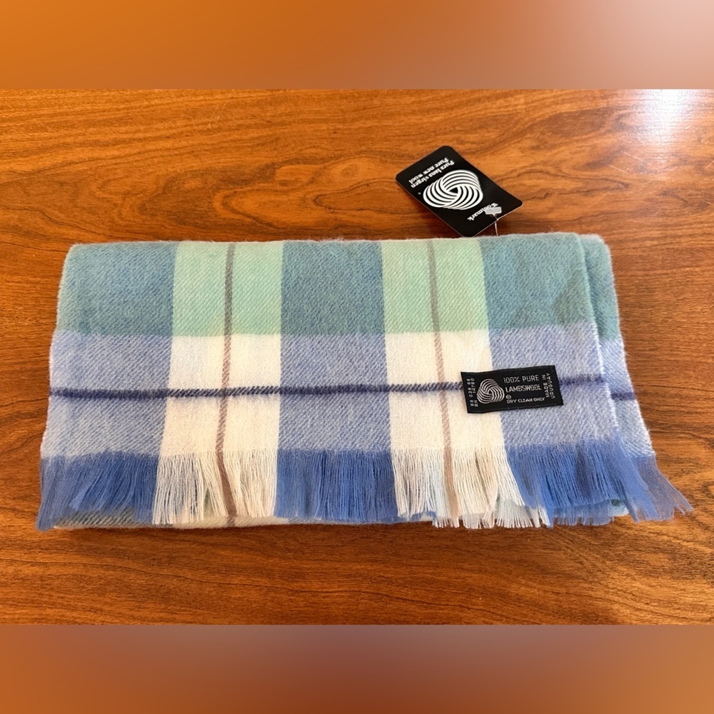 90’s NWT Wool Lambswool Scarf Pastel Plaid Soft Preppy Heritage academia